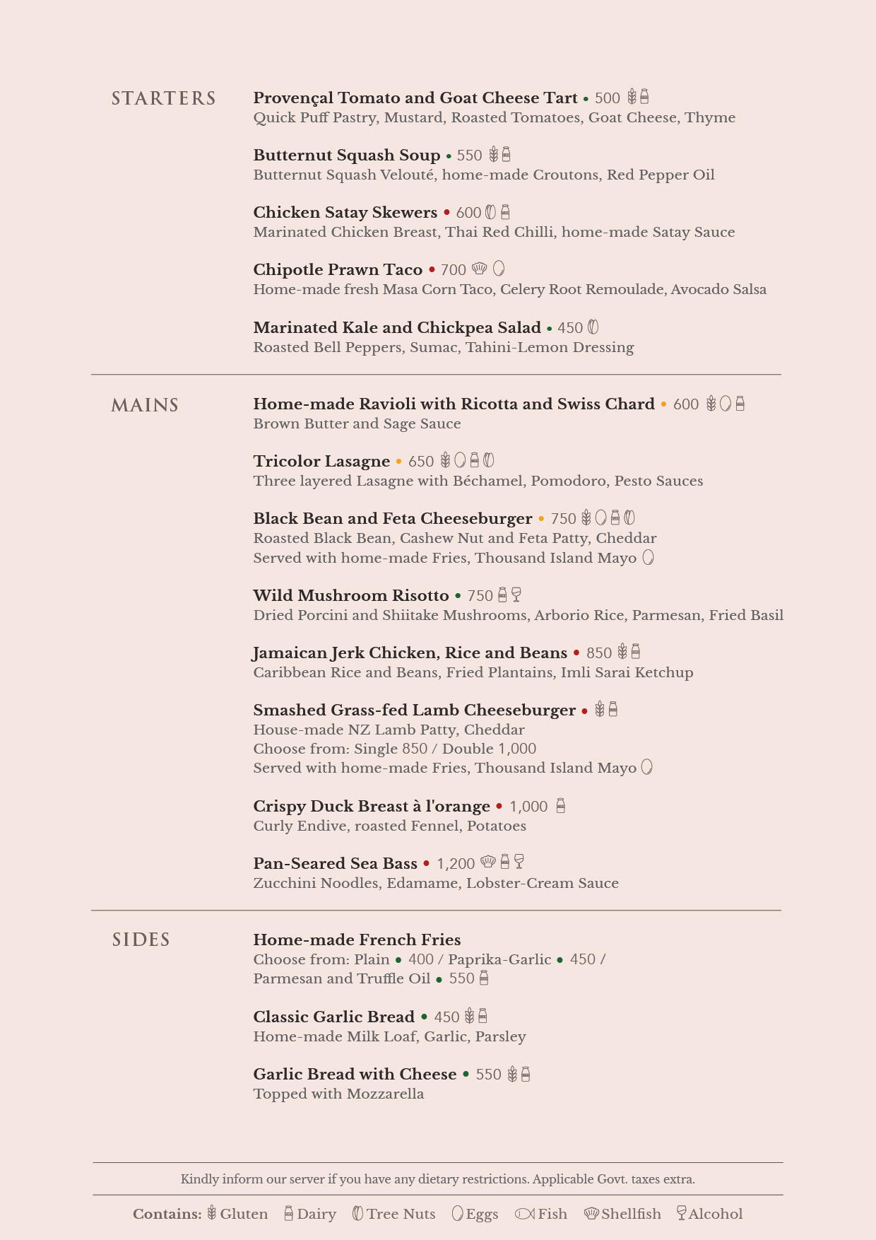 Festa Italiana Menu