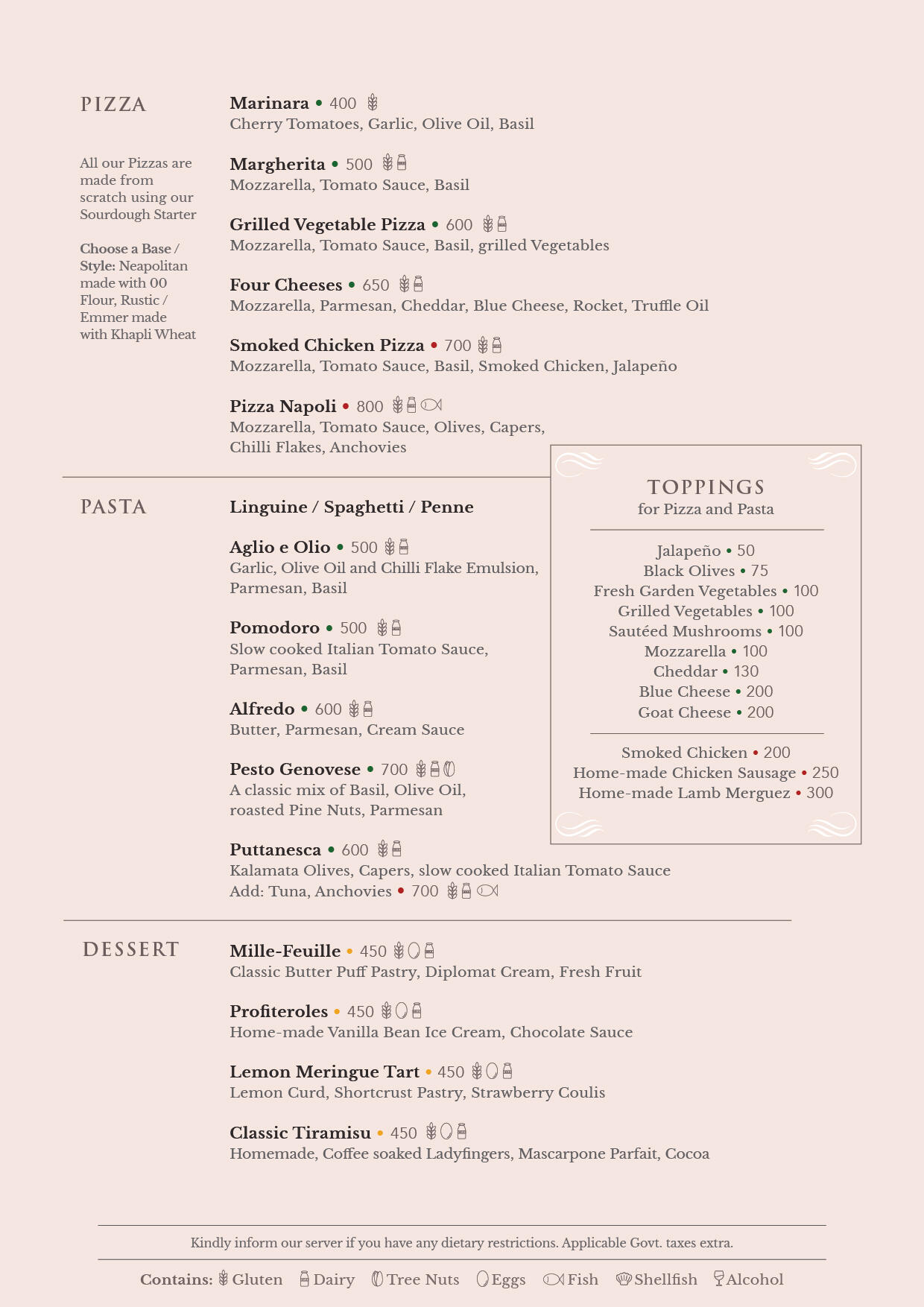 Festa Italiana Menu