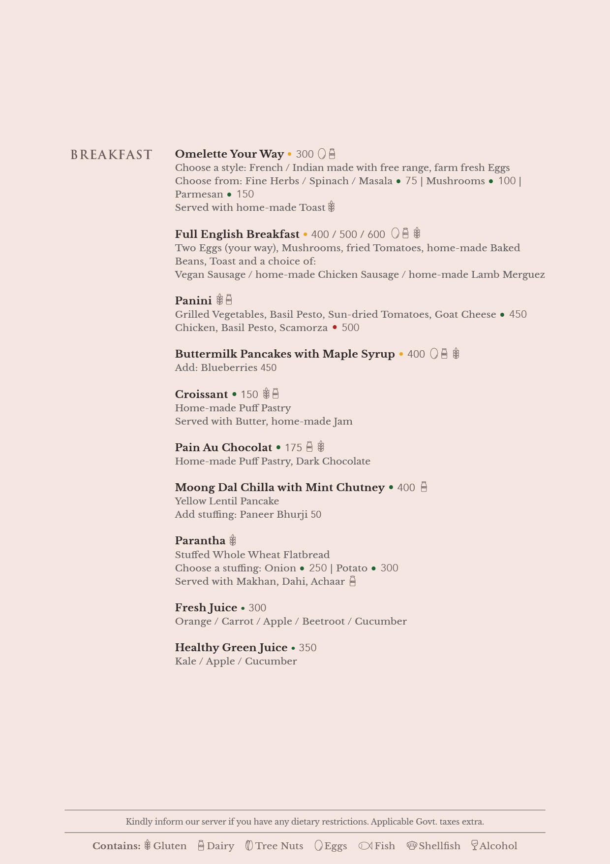 Festa Italiana Menu